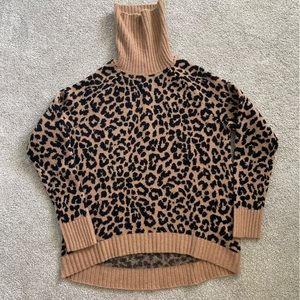 NWT J CREW Turtleneck Sweater, Leopard print, Size XS